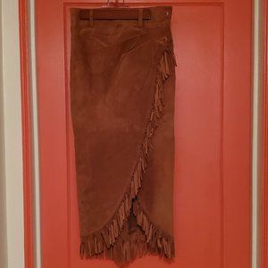 Vintage 80s Cache Suede Fringe Wrap Skirt